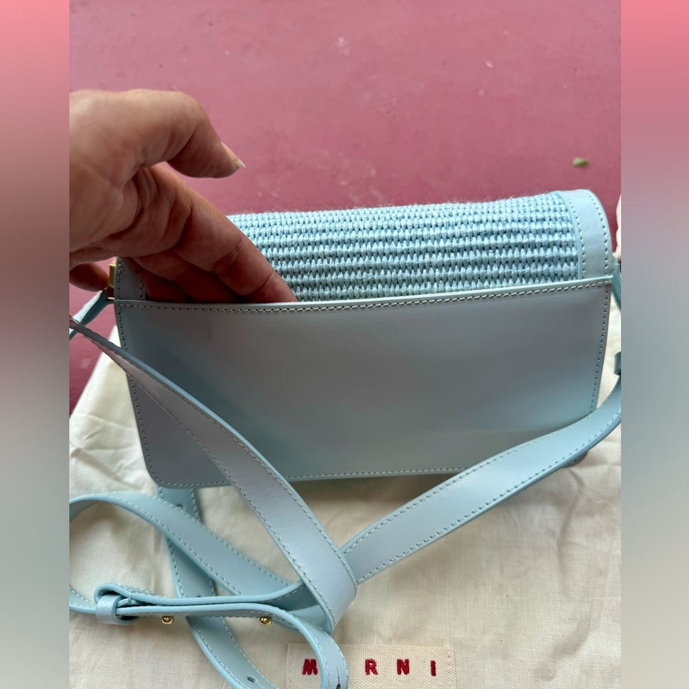 Marni Trunk Leather Shoulder Bag Light Blue Small NWT - Picture 10 of 13